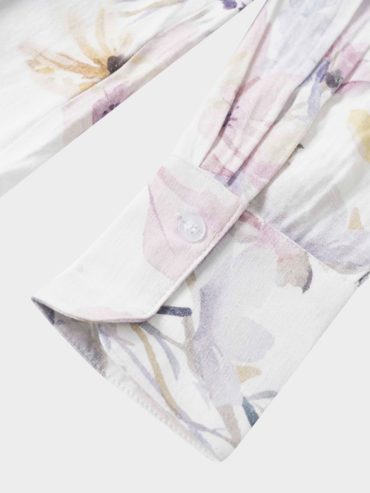 Printed Linen Blend Blouse-Scattered Flowers