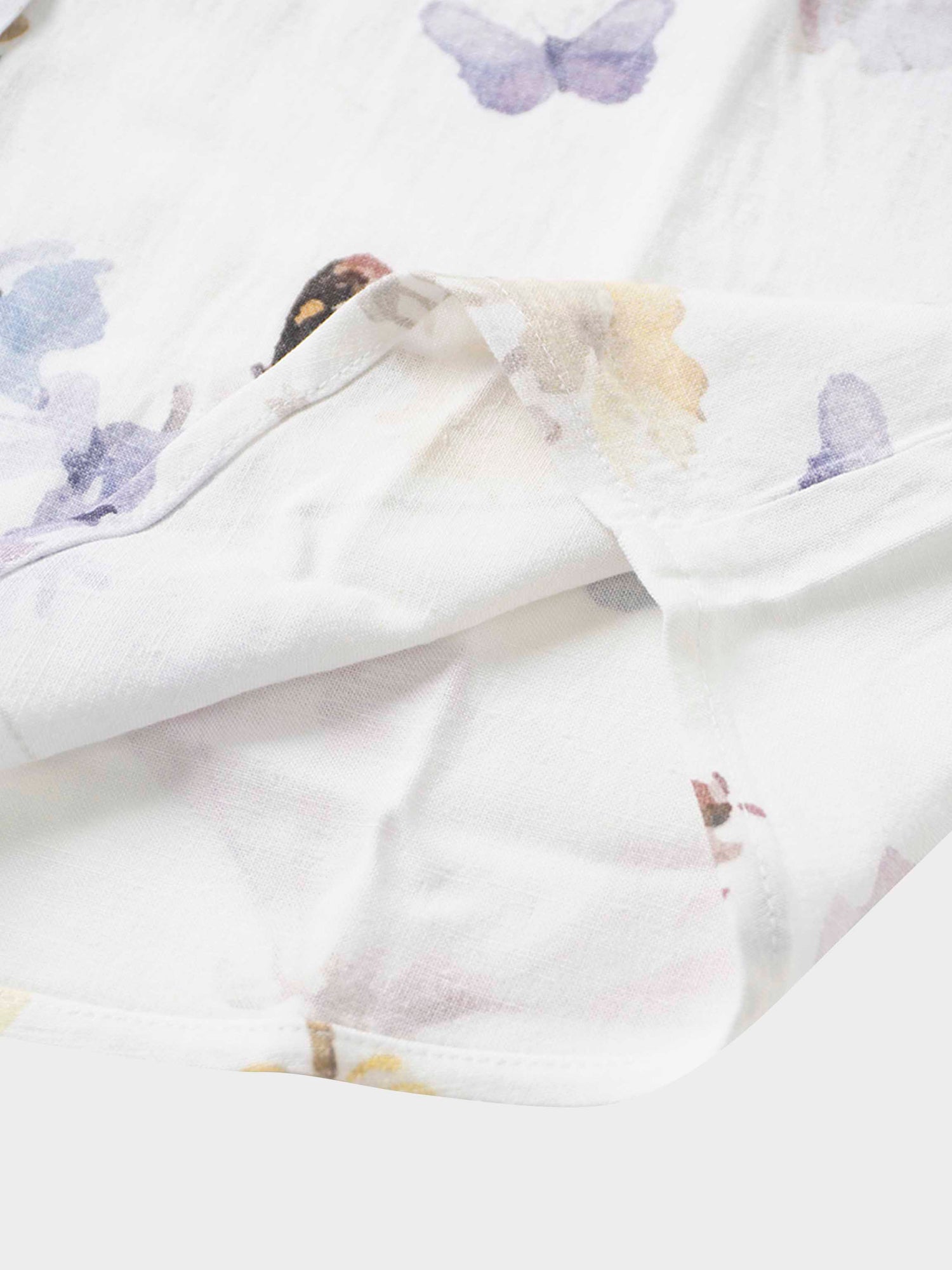 Printed Linen Blend Blouse-Scattered Flowers