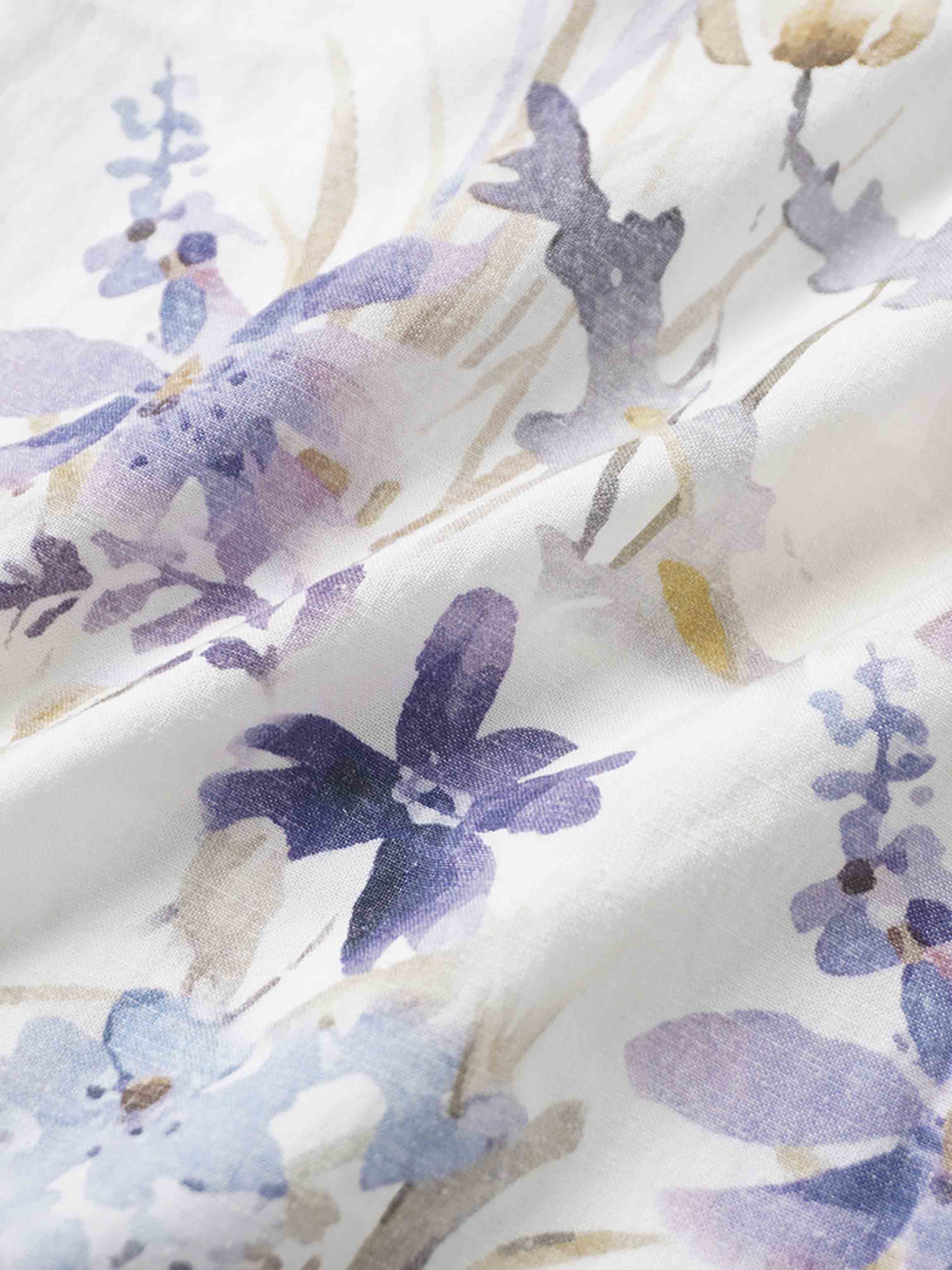 Printed Linen Blend Blouse-Scattered Flowers