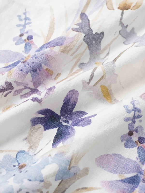 Printed Linen Blend Blouse-Scattered Flowers