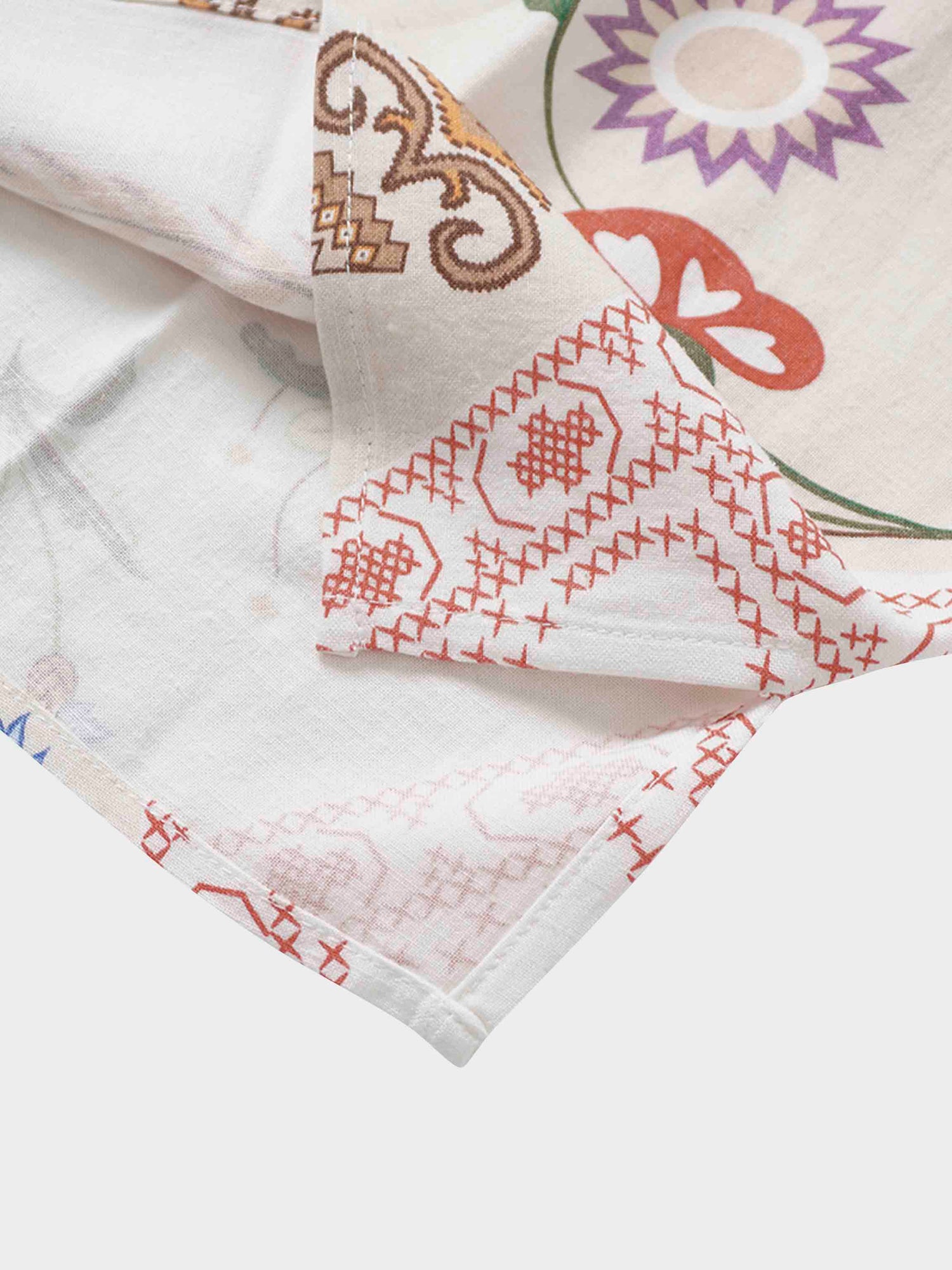 Linen Blend Crop Swing Top-Aztec Floral