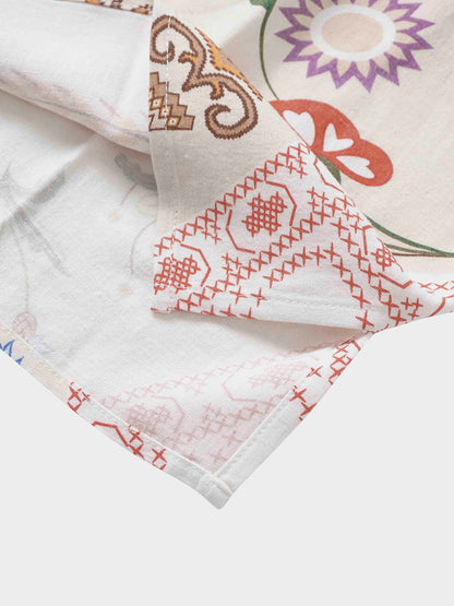 Linen Blend Crop Swing Top-Aztec Floral