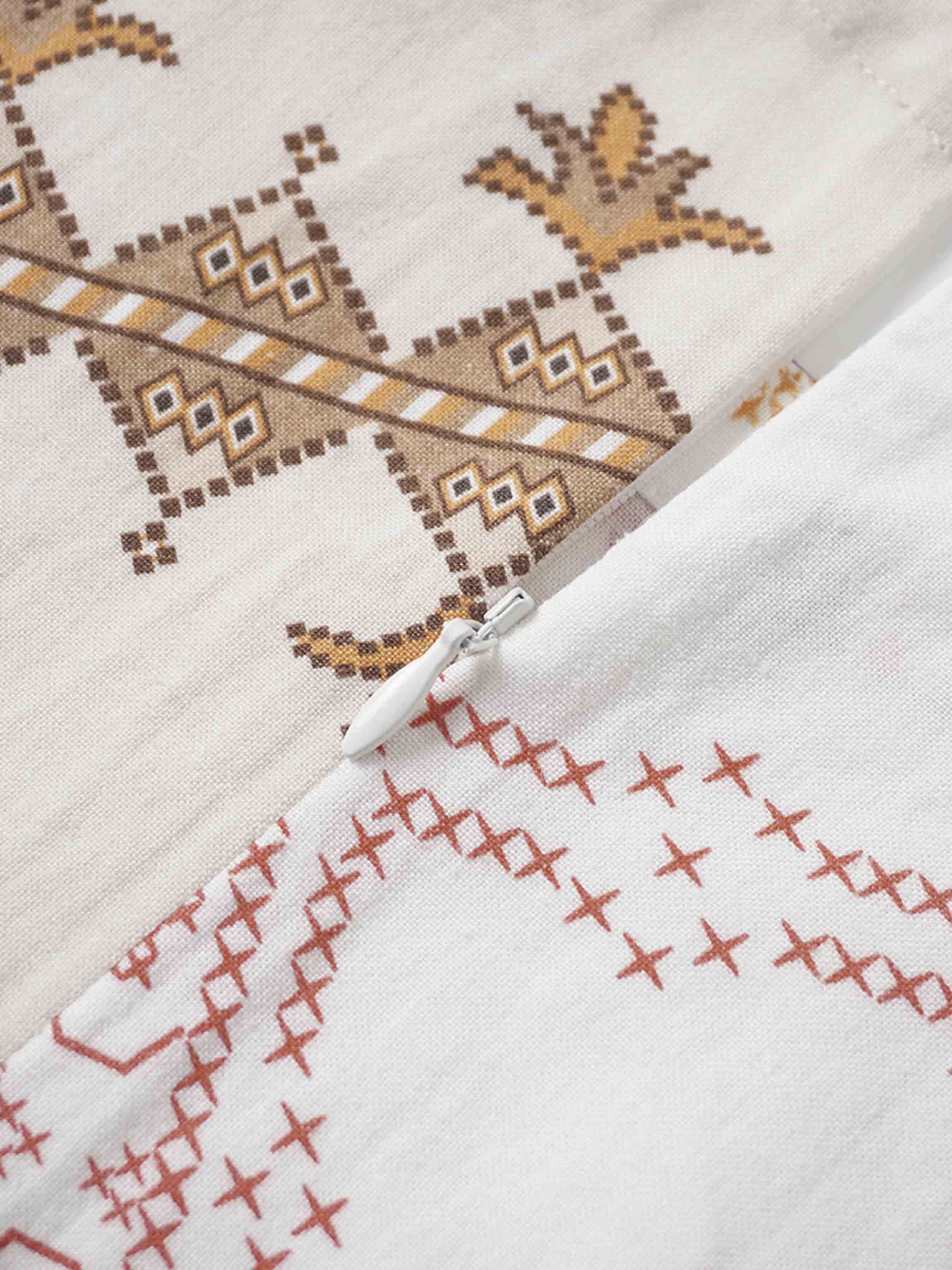 Linen Blend Crop Swing Top-Aztec Floral