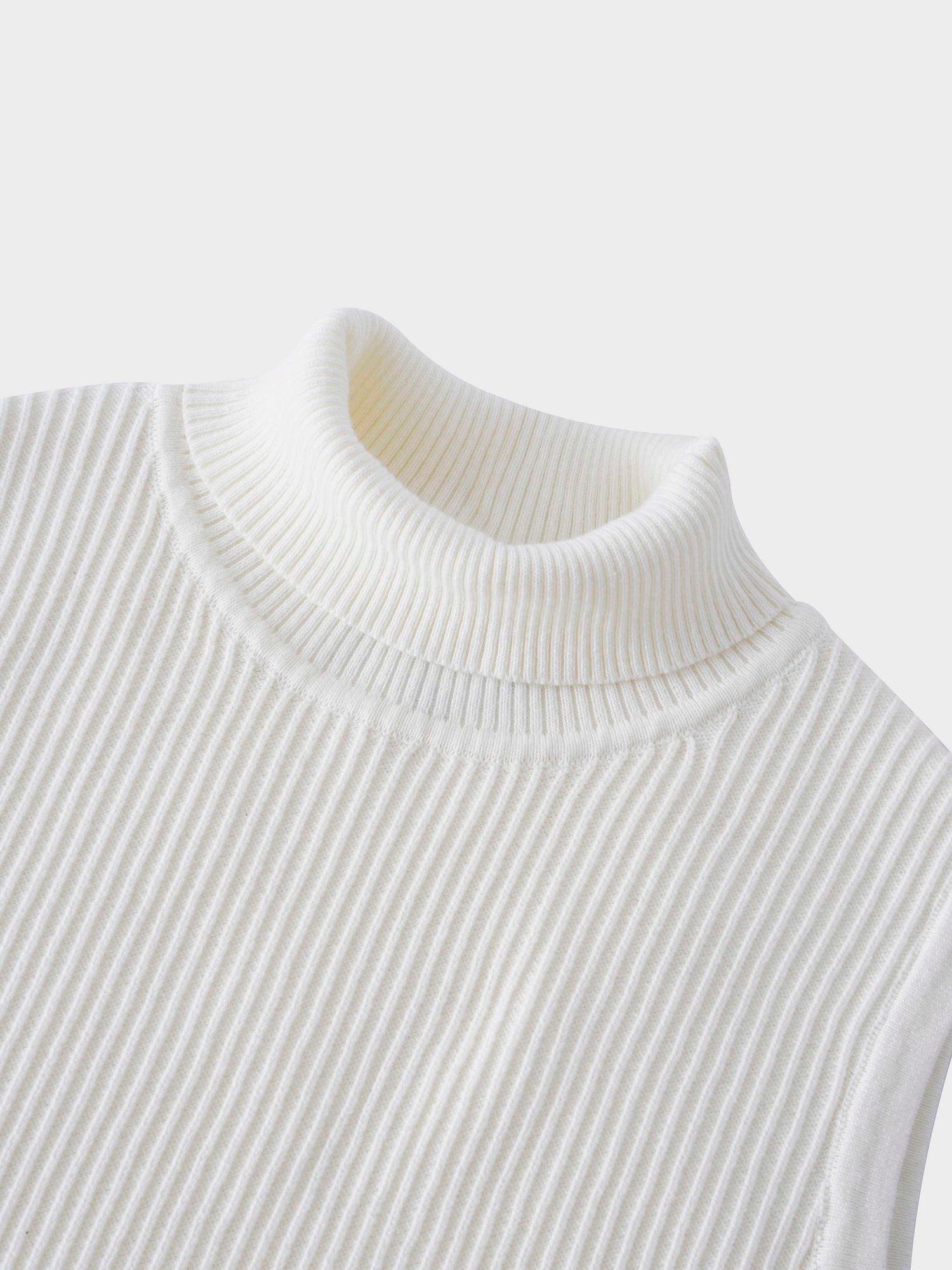 Sleeveless Ribbed Turtleneck-Ivory