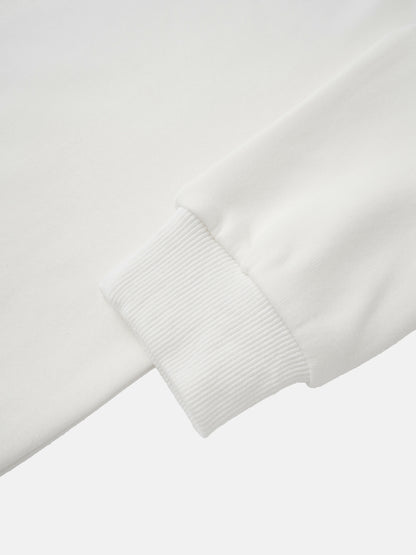 Ribbed Neck High V Sweatshirt - White/Burgundy