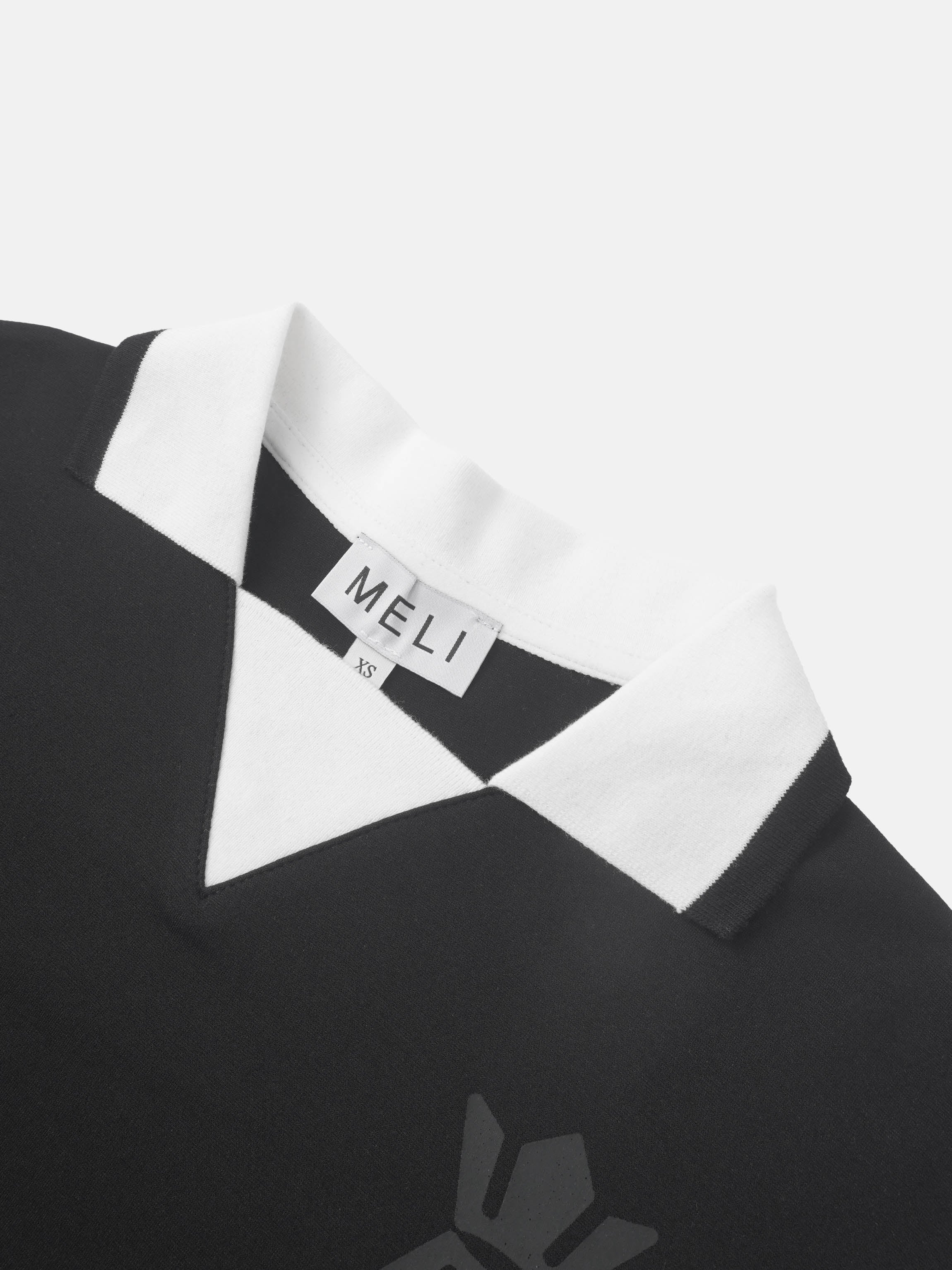 Collared Logo Thin Sweatshirt - Black