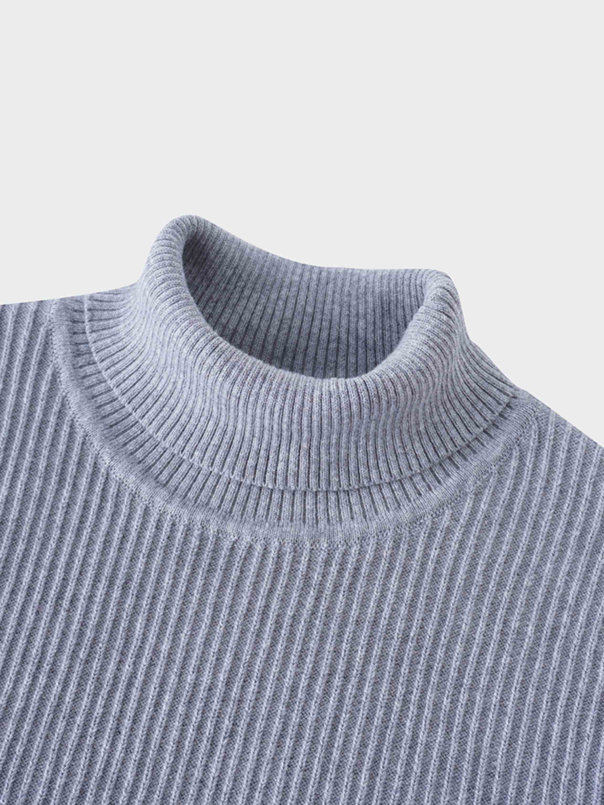 Sleeveless Ribbed Turtleneck-Heathered Grey