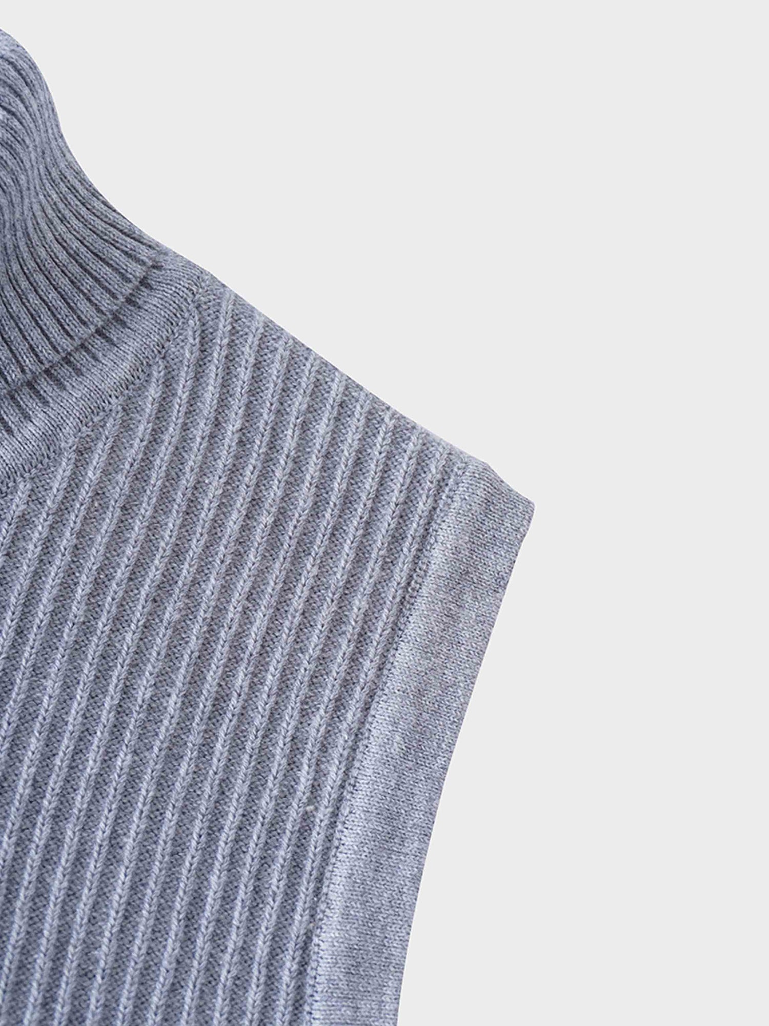 Sleeveless Ribbed Turtleneck-Heathered Grey