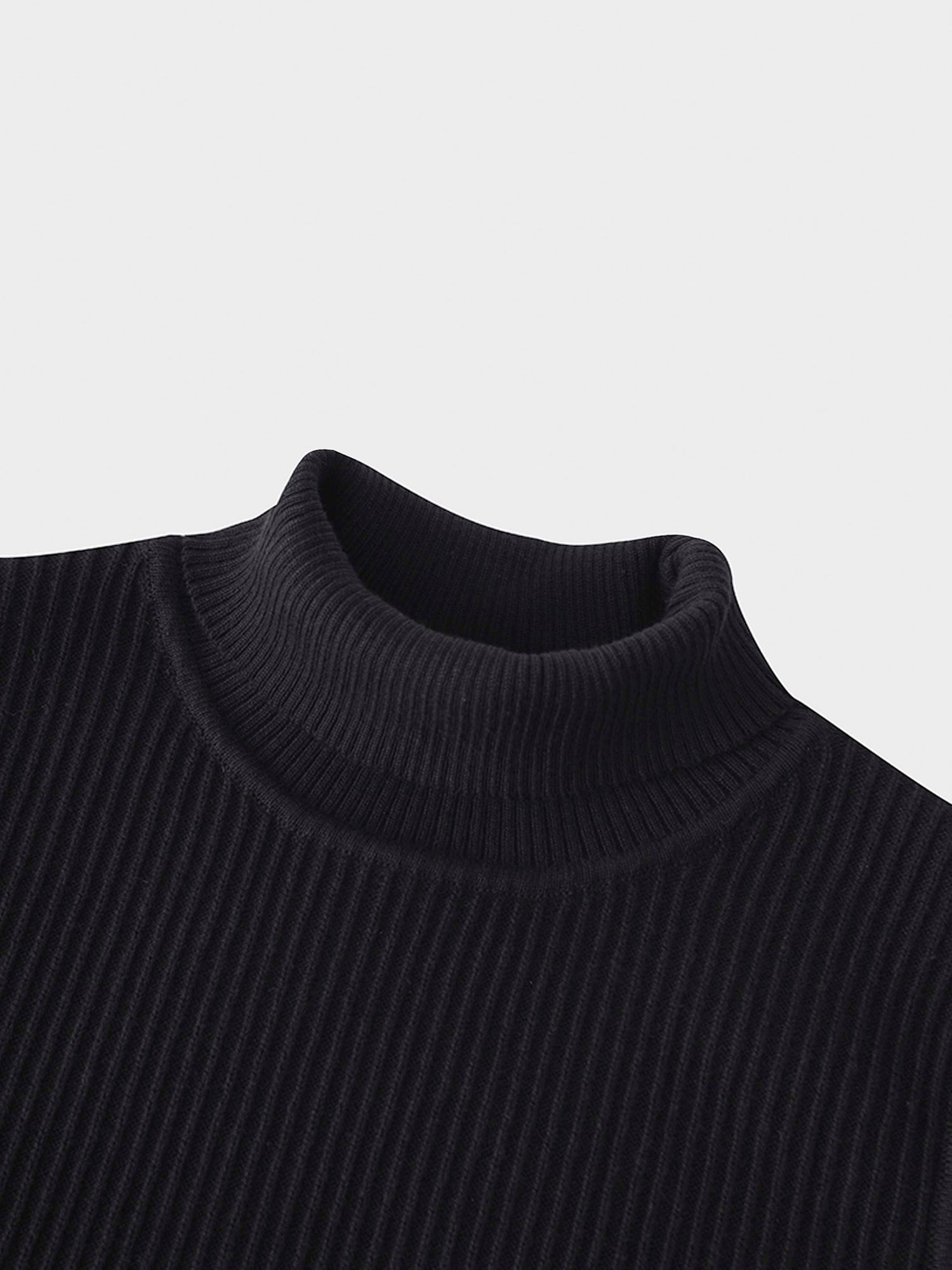 Sleeveless Ribbed Turtleneck-Black