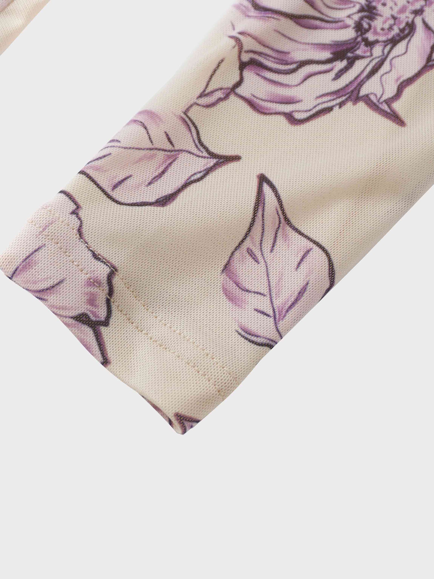 Mesh Crew Neck Print Top-Lavender Floral