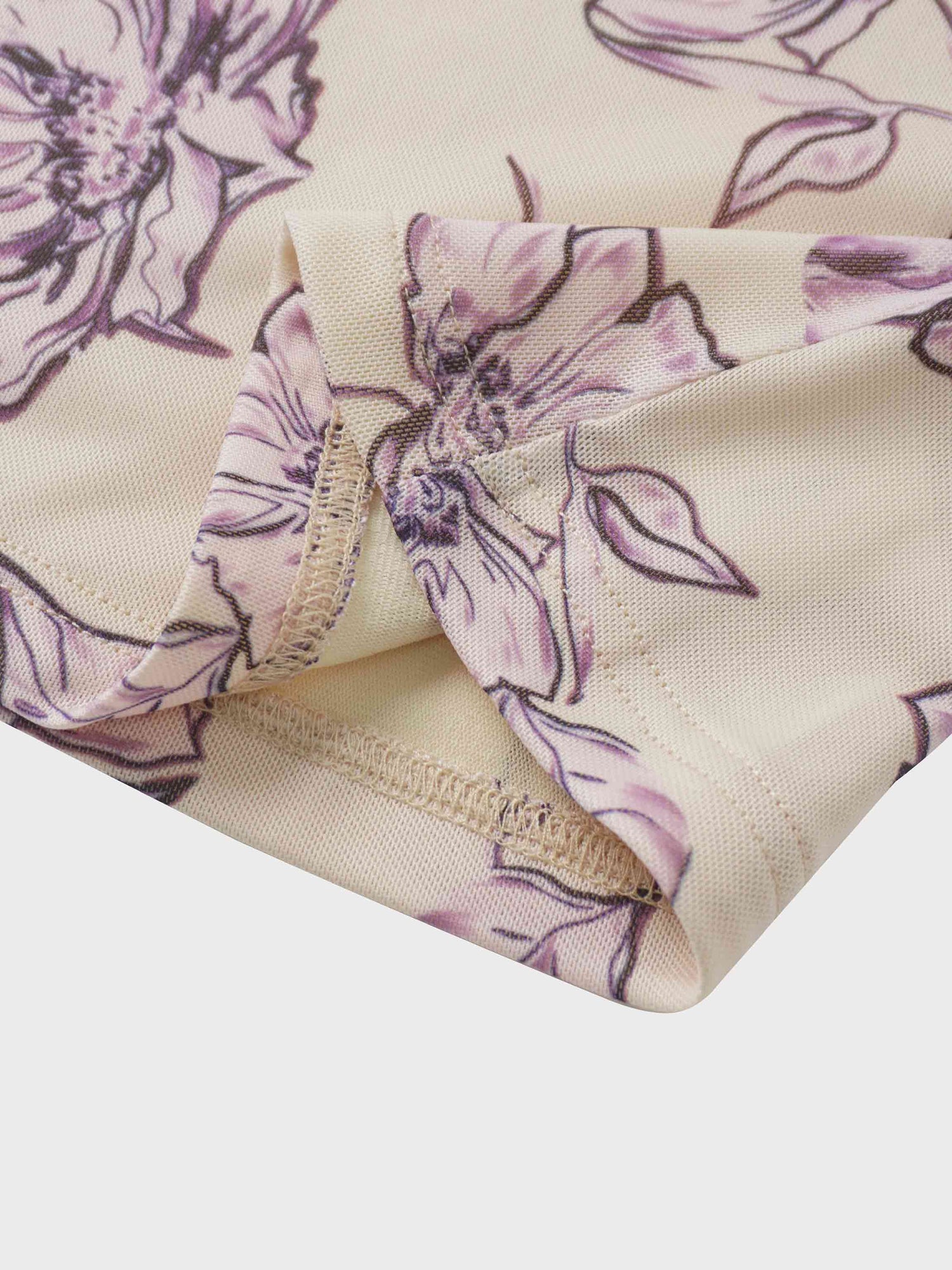 Mesh Crew Neck Print Top-Lavender Floral