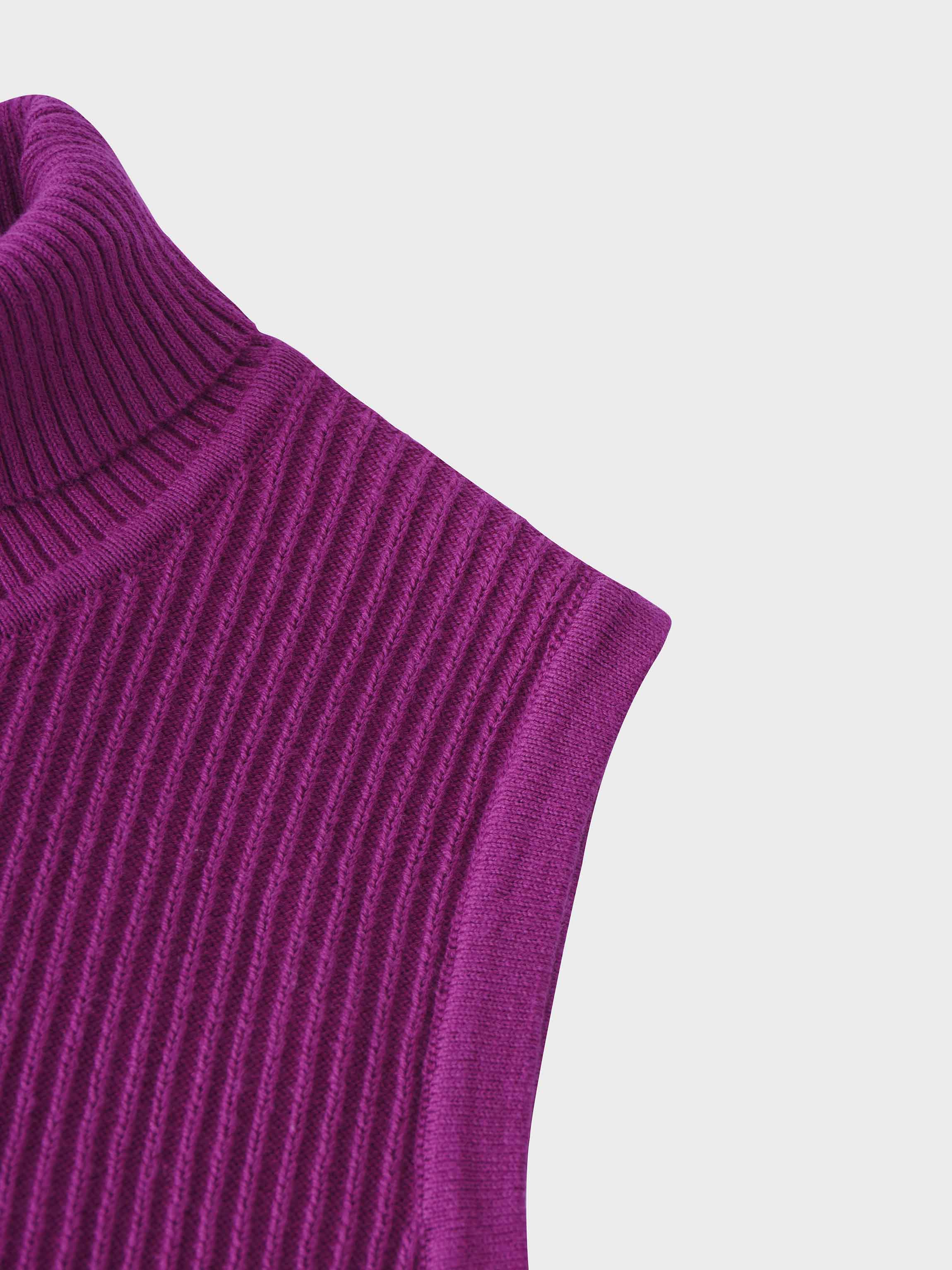 Sleeveless Ribbed Turtleneck-Fuchsia Pink