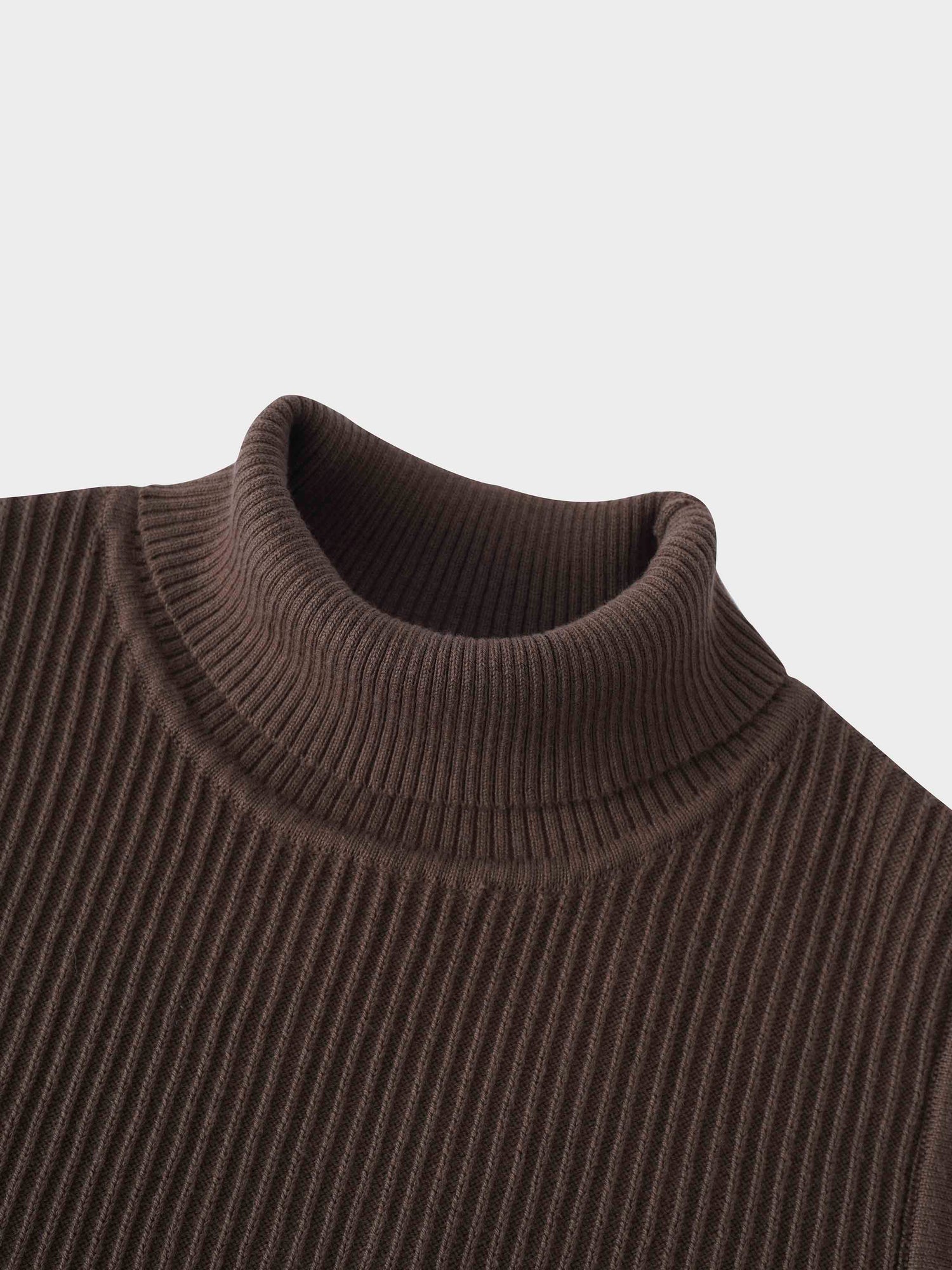 Sleeveless Ribbed Turtleneck-Chocolate Brown