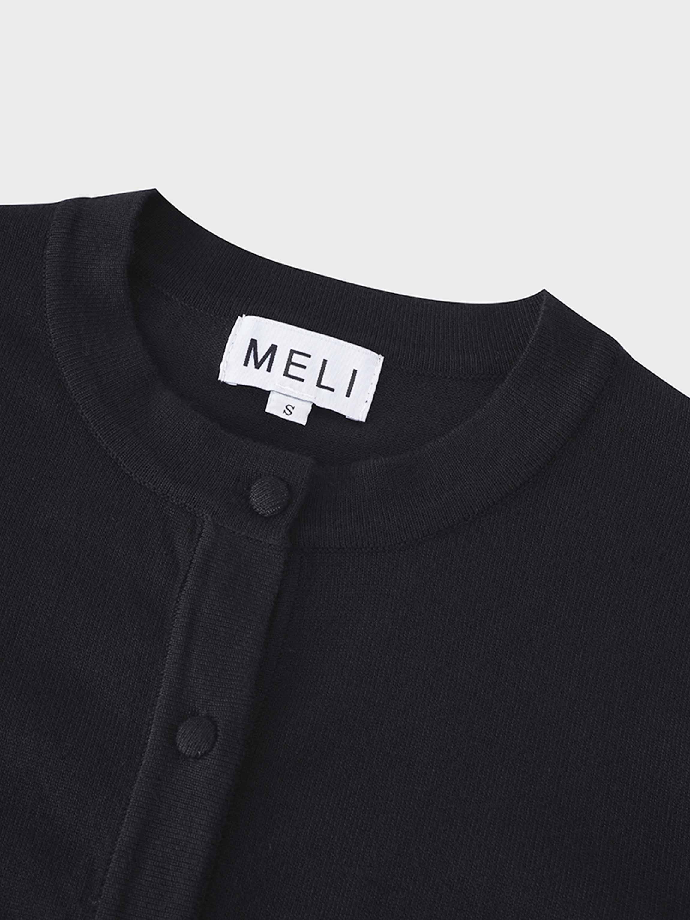 Solid Crew Crop Cardigan-Black