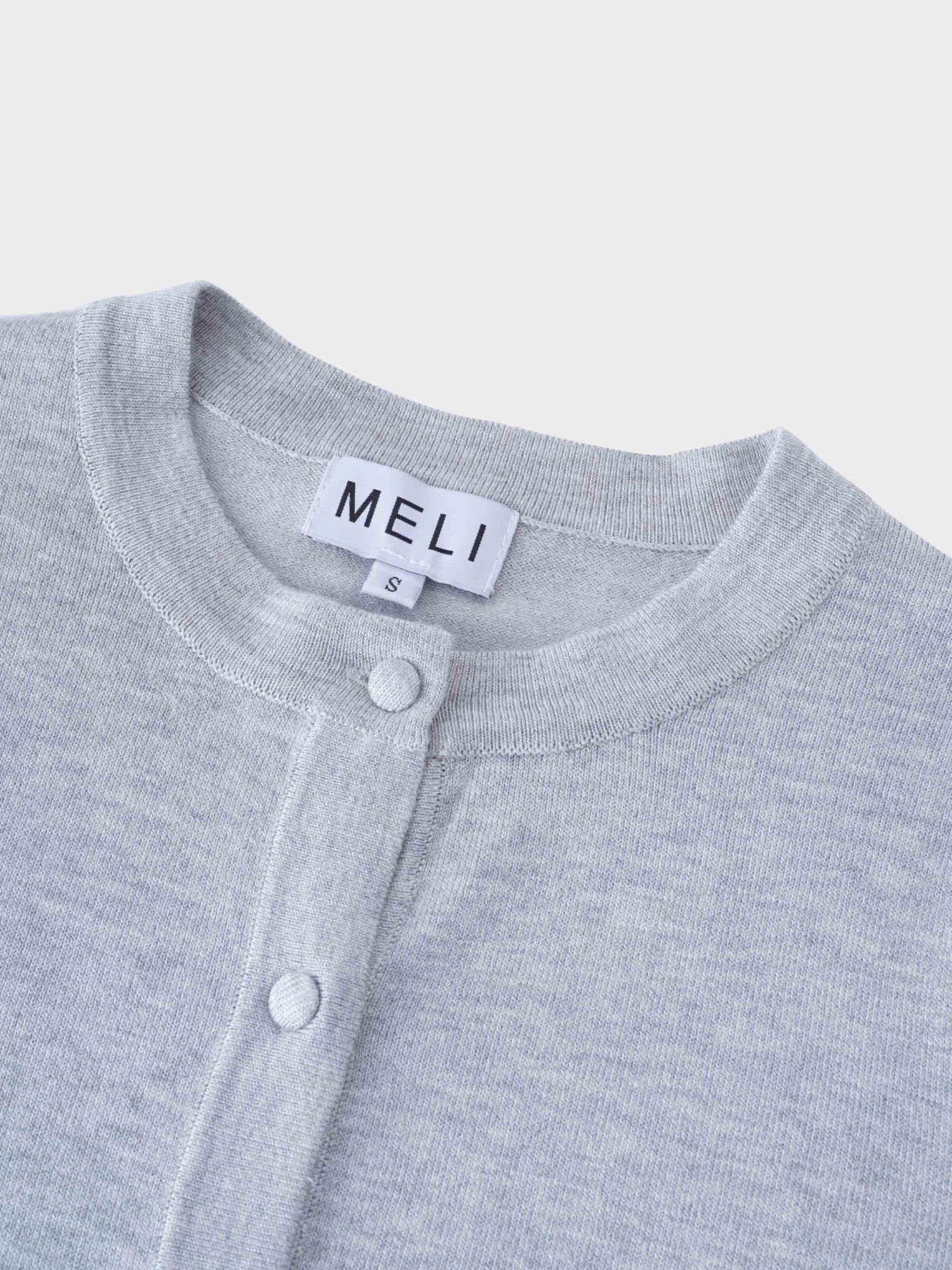 Solid Crew Crop Cardigan-Light Grey