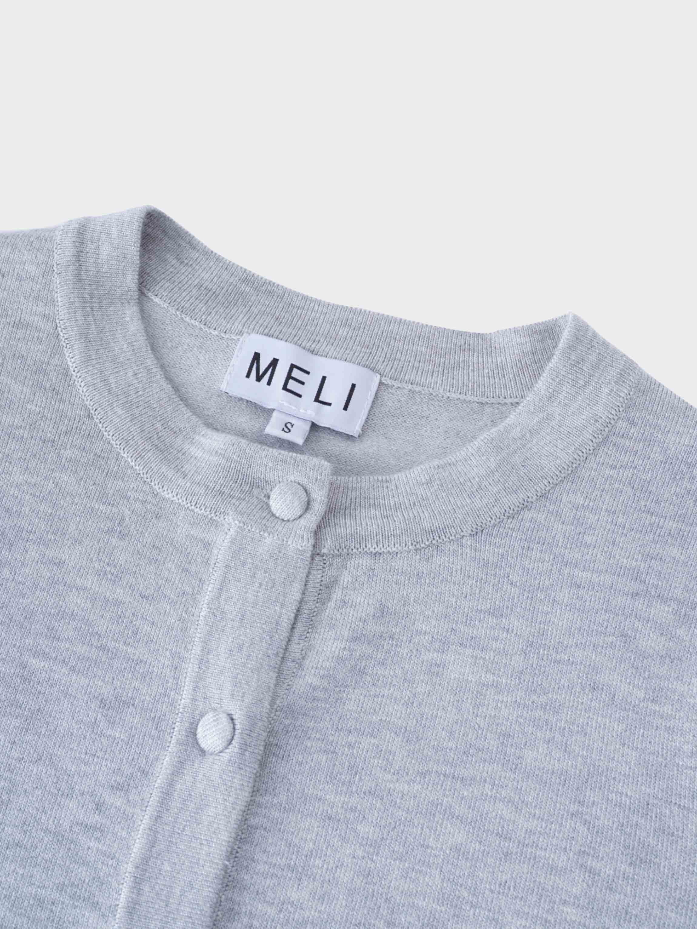 Solid Crew Crop Cardigan-Light Grey