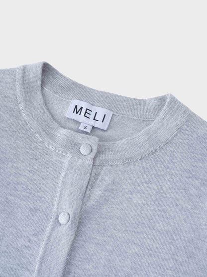 Solid Crew Crop Cardigan-Light Grey