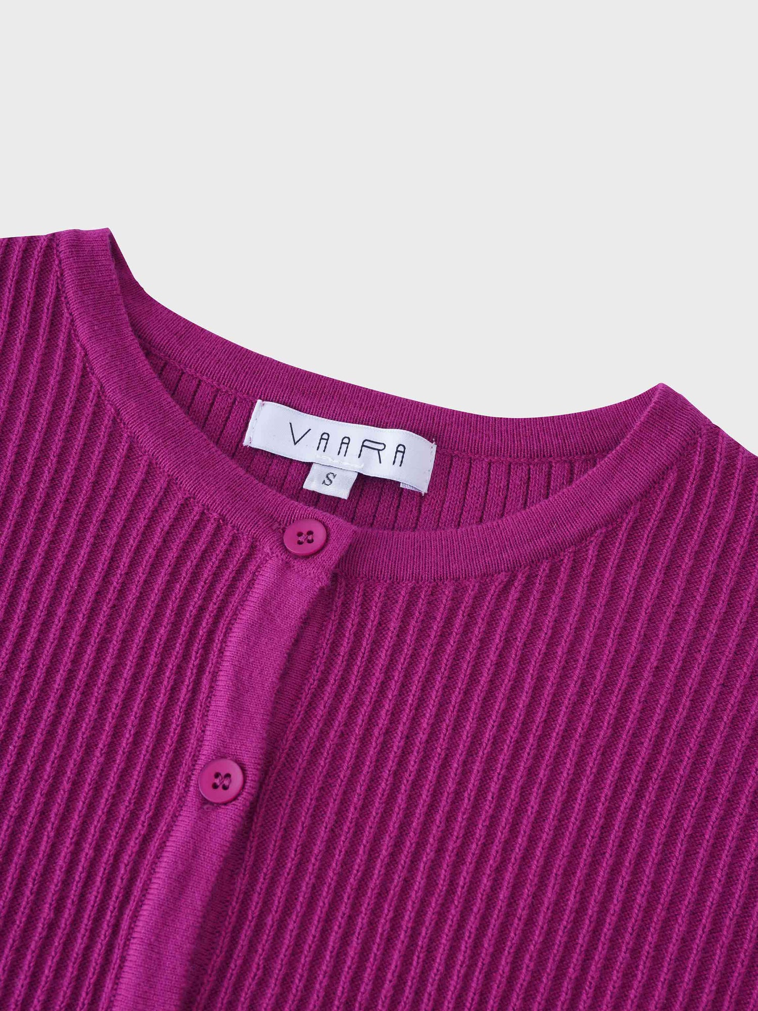 Button Down Ribbed Cardigan-Fuchsia Pink