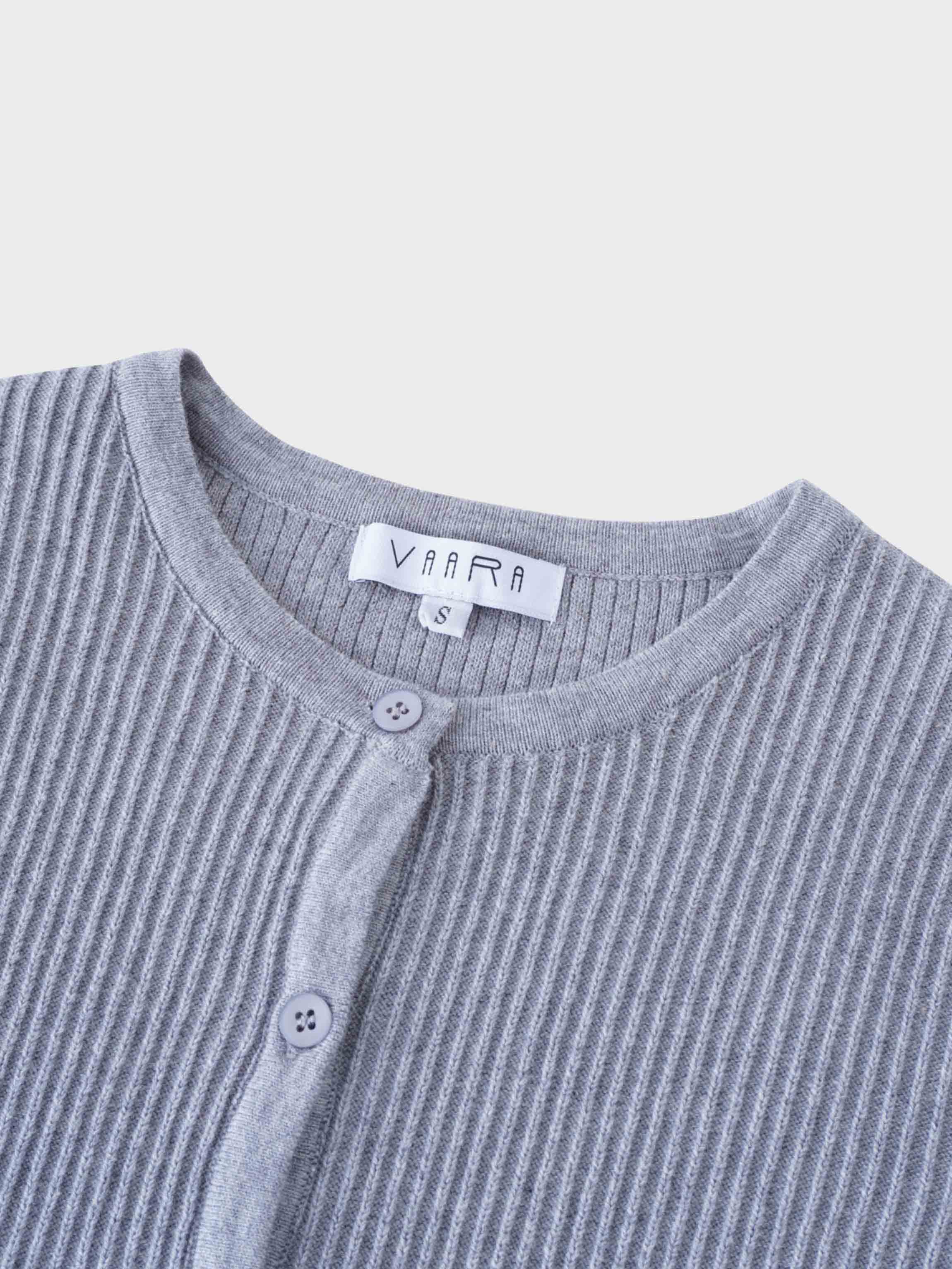 Button Down Ribbed Cardigan-Heathered Grey