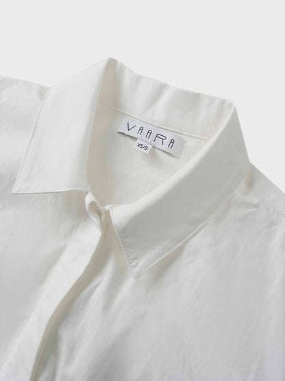 Cotton Front Crossover Blouse-White