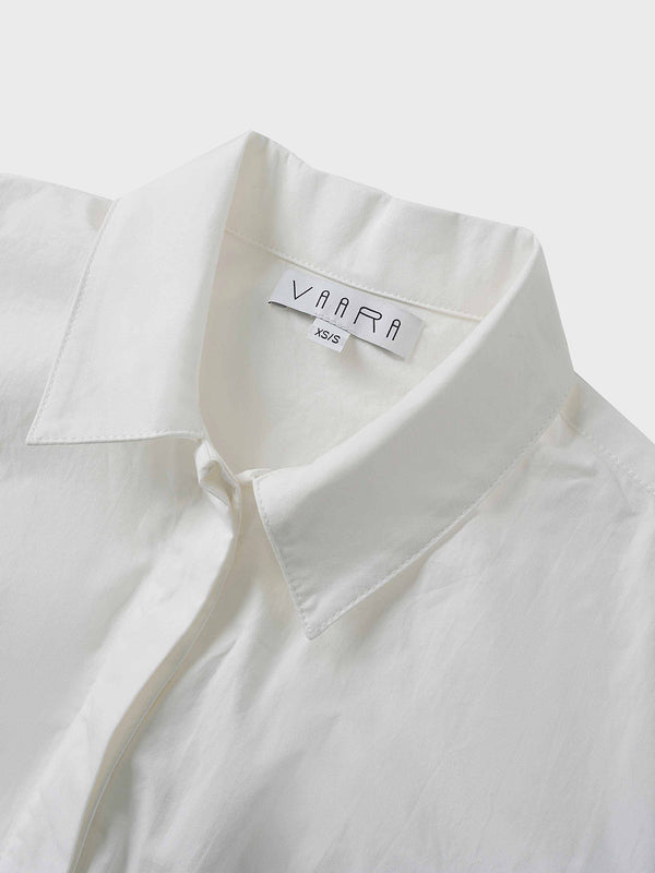 Cotton Front Crossover Blouse-White