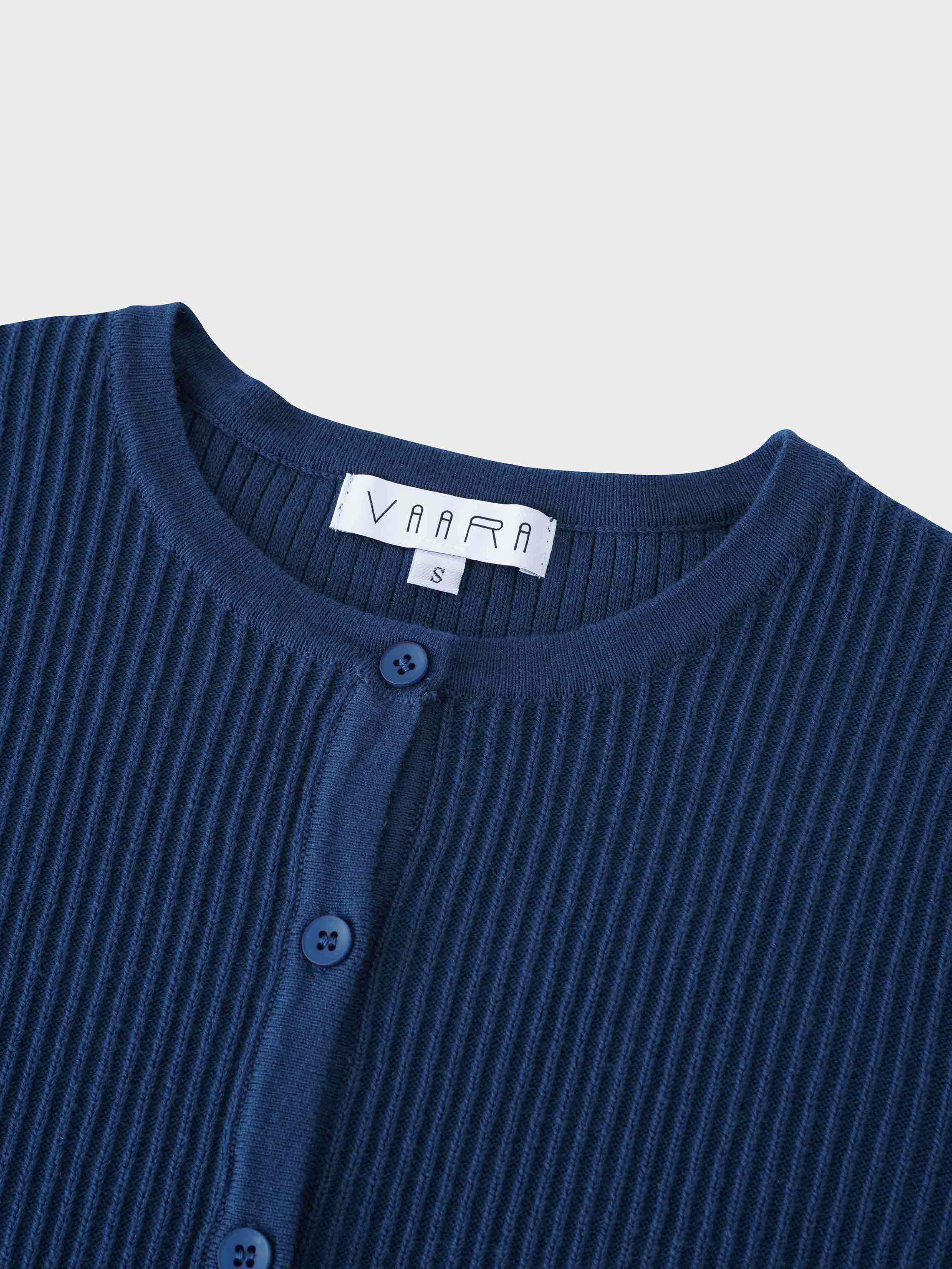 Button Down Ribbed Cardigan-Mallard Blue