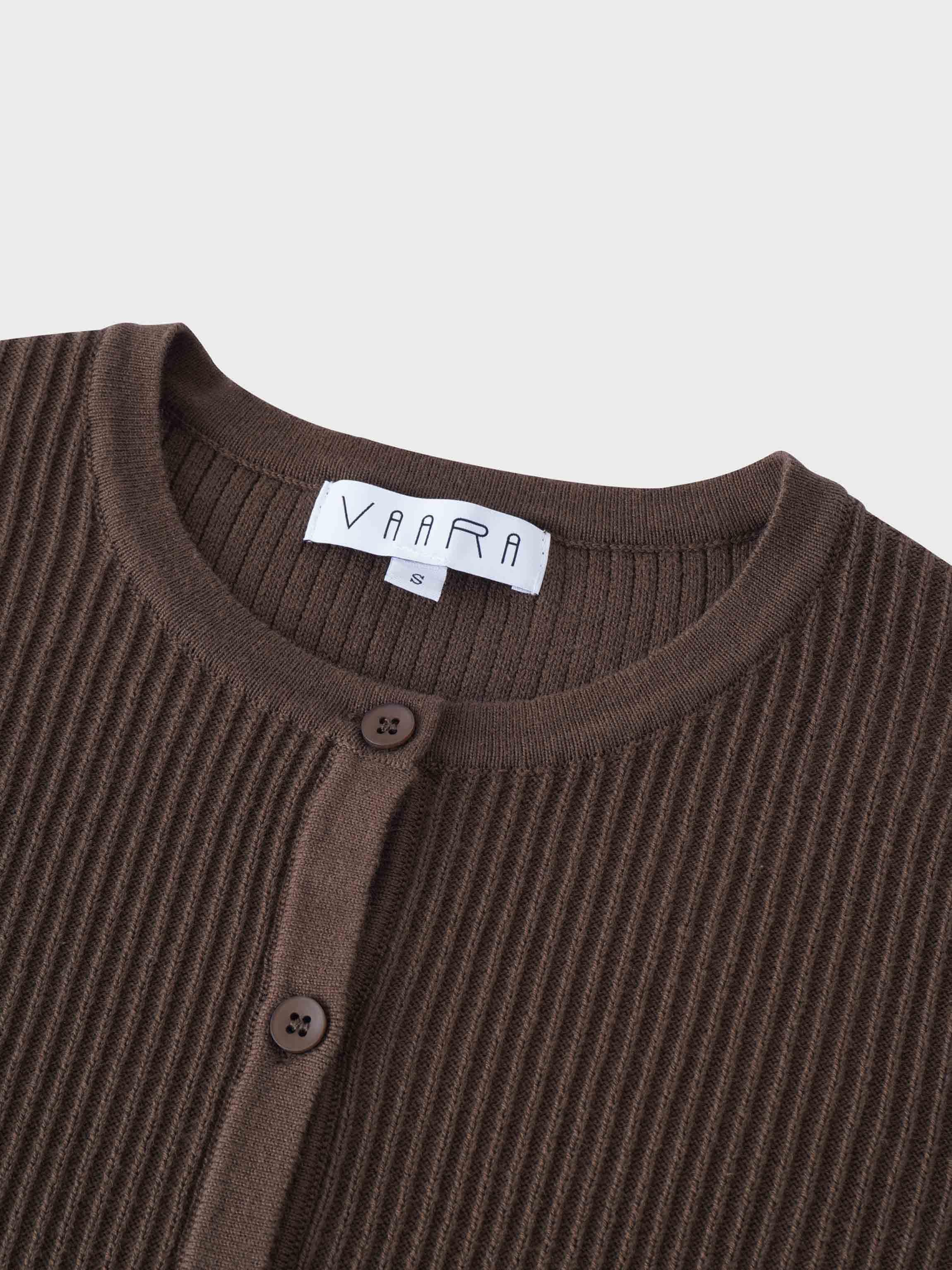 Button Down Ribbed Cardigan-Chocolate Brown