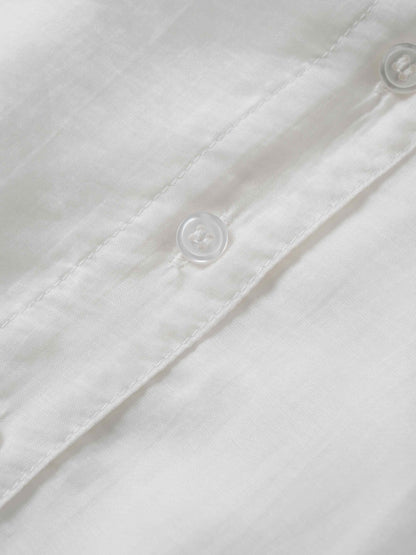 High V Neck Blouse-White