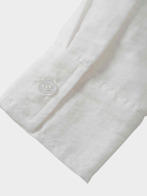 High V Neck Blouse-White