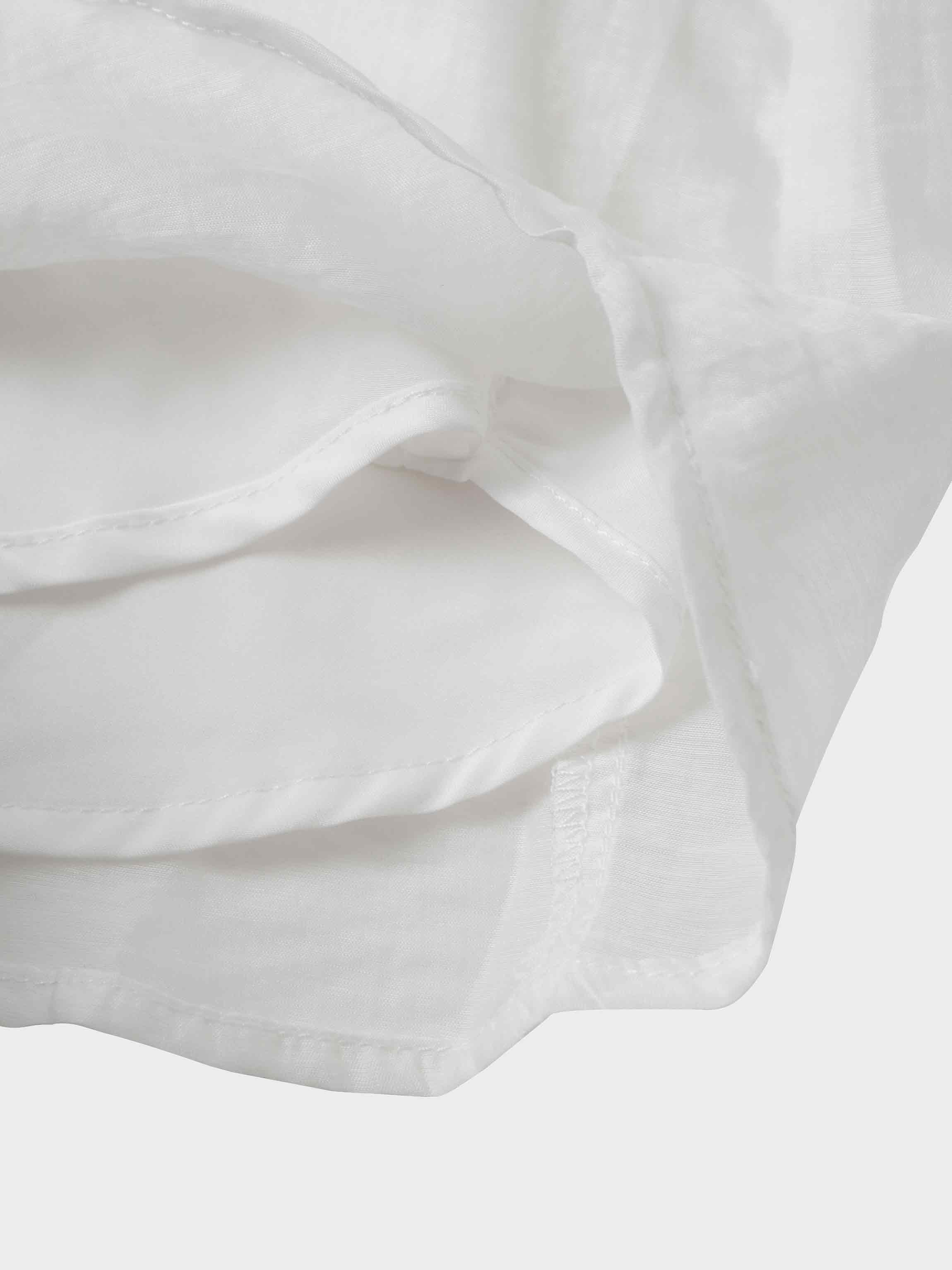 High V Neck Blouse-White