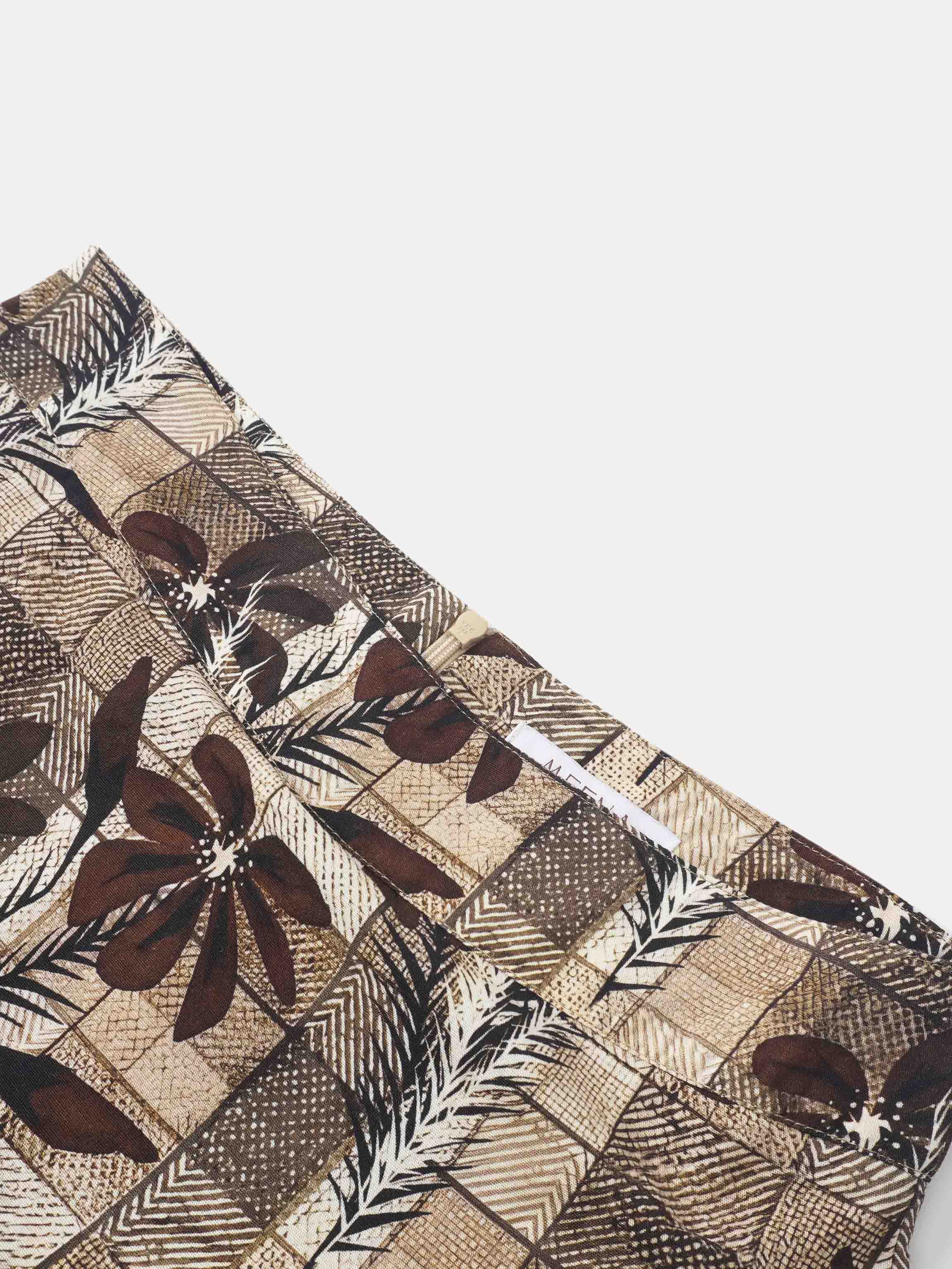 Side Overlay Skirt - Brown Plaid