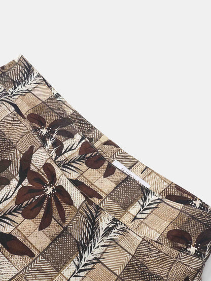 Side Overlay Skirt - Brown Plaid