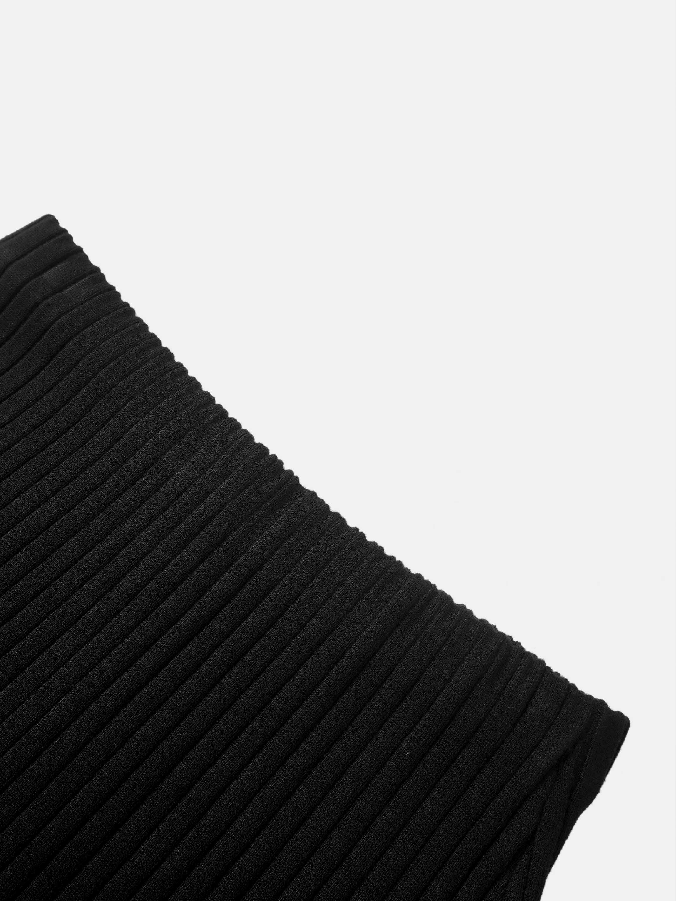 Ribbed Knit Maxi Skirt - Black