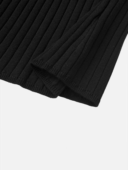 Ribbed Knit Maxi Skirt - Black