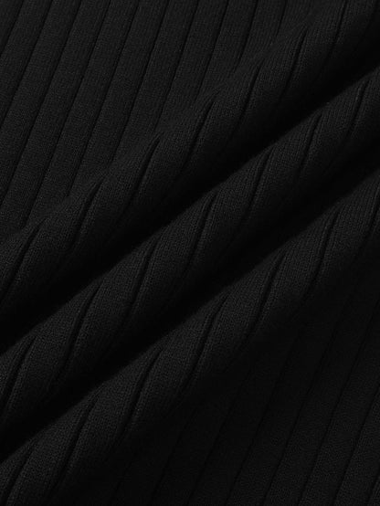 Ribbed Knit Maxi Skirt - Black