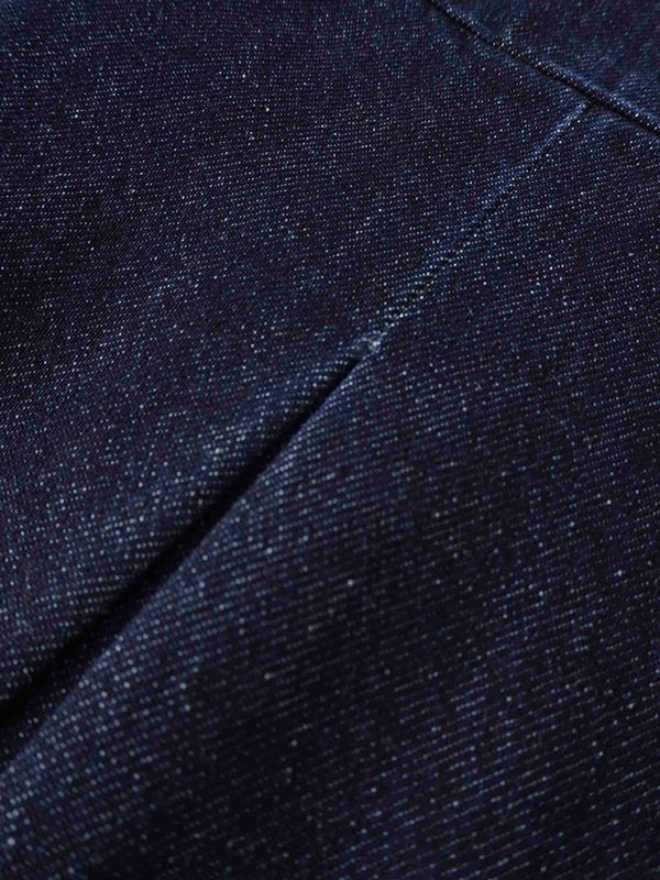 Yoke Pleated Denim Skirt-Blue