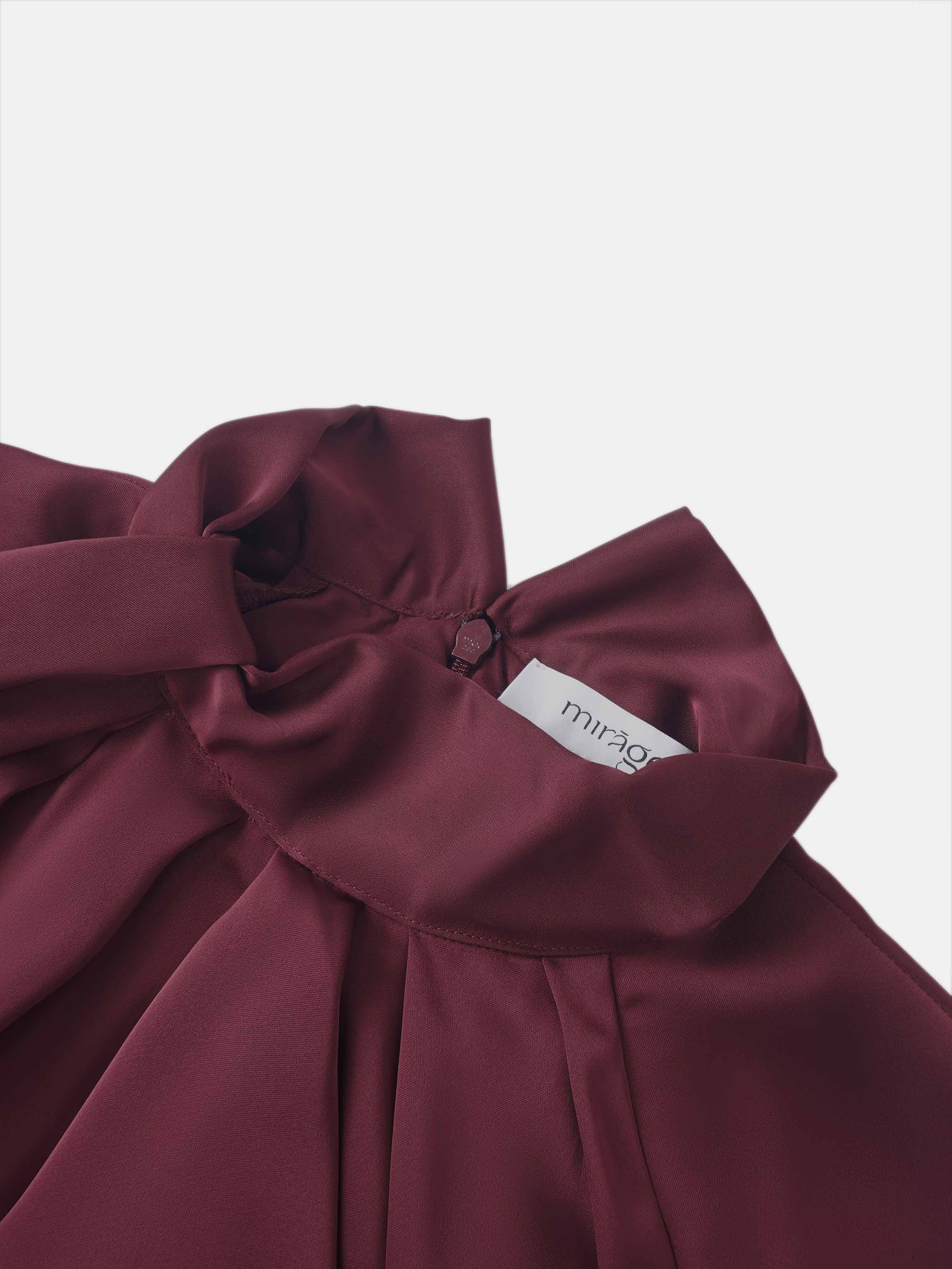 Center Ruffle Dress - Wine