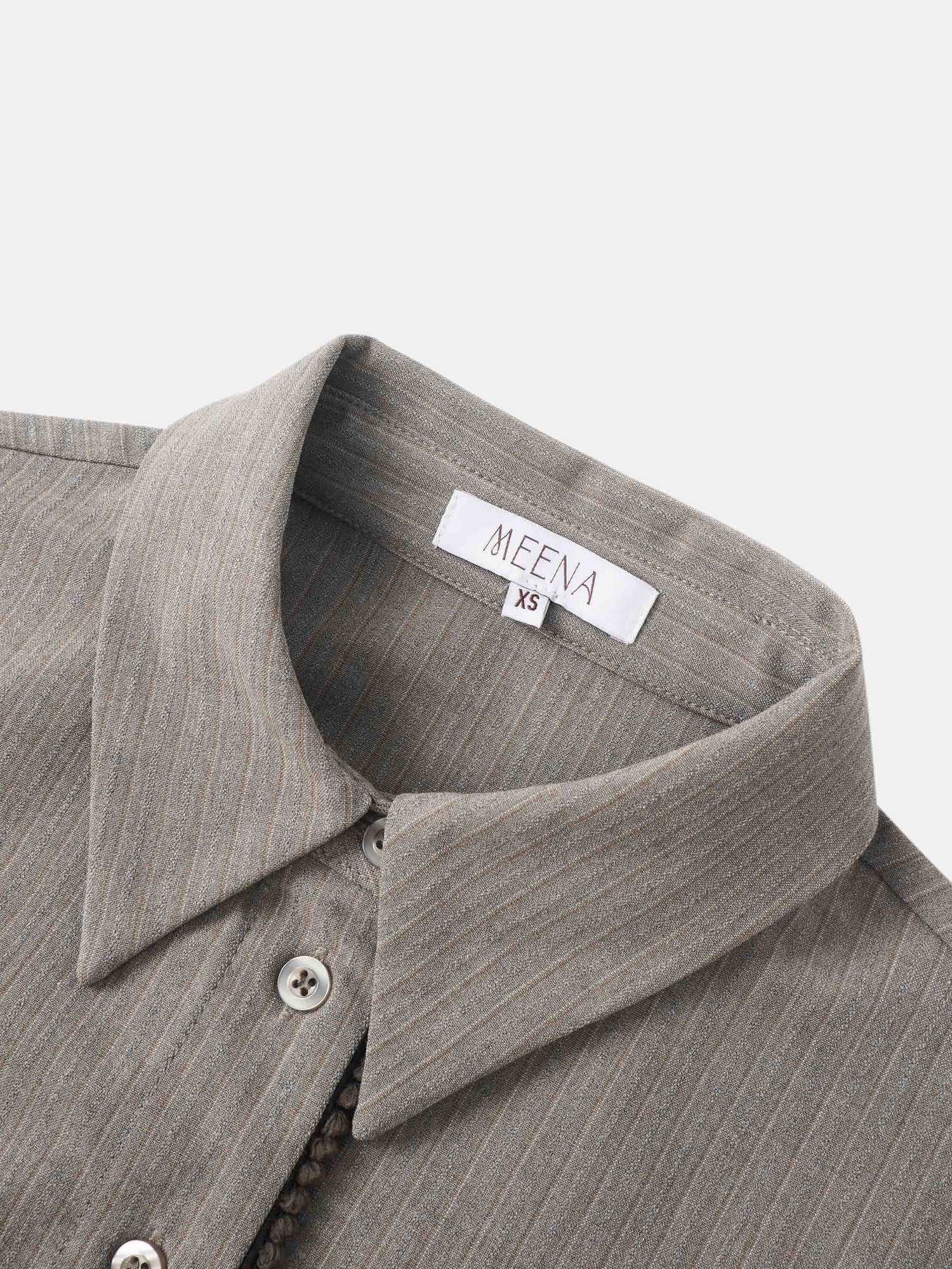Wrap Shirtdress - Taupe Pinstripe