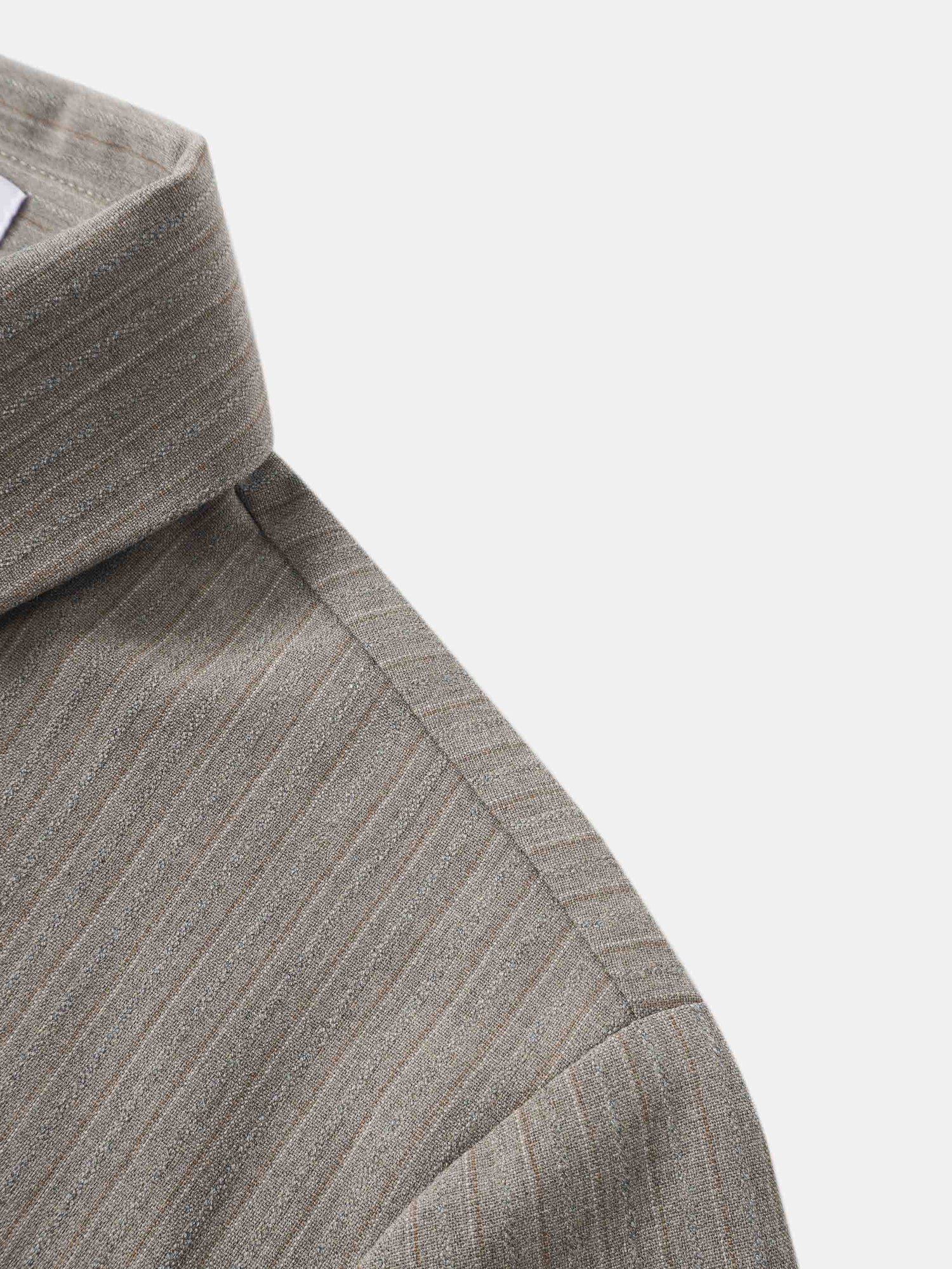 Wrap Shirtdress - Taupe Pinstripe