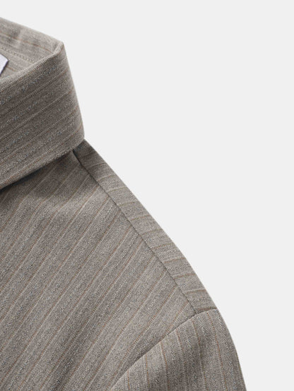 Wrap Shirtdress - Taupe Pinstripe