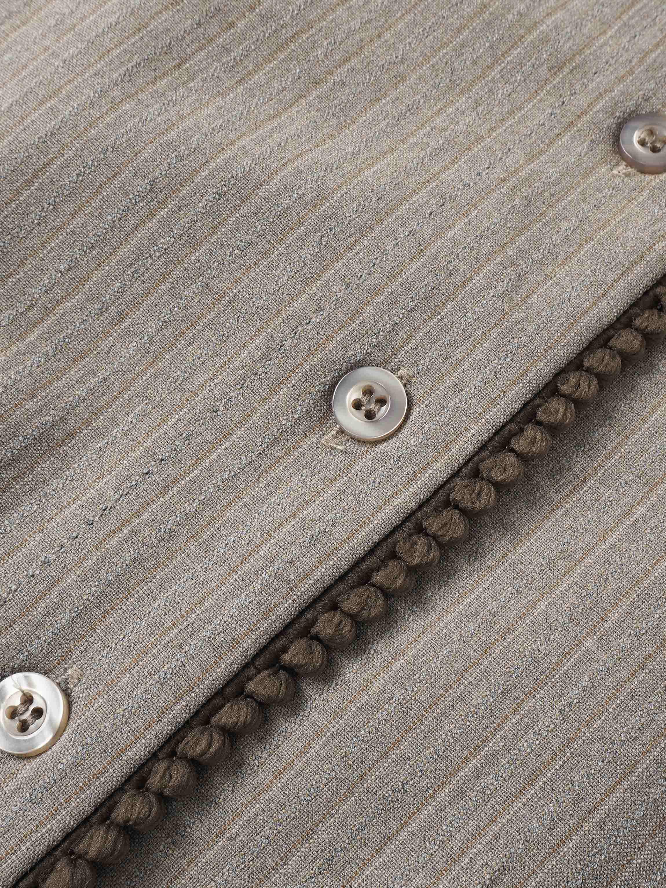 Wrap Shirtdress - Taupe Pinstripe