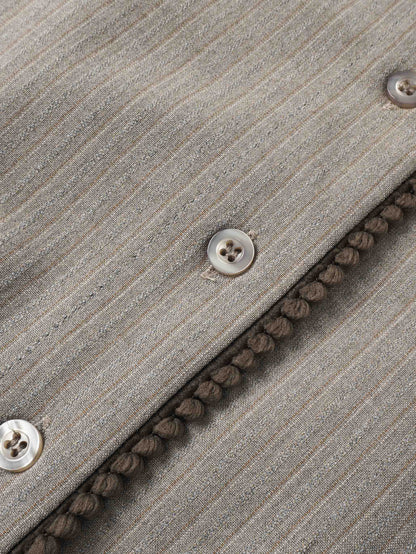 Wrap Shirtdress - Taupe Pinstripe
