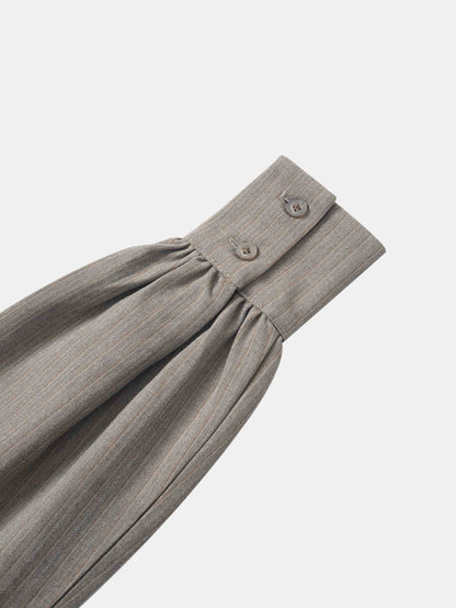 Wrap Shirtdress - Taupe Pinstripe