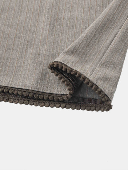 Wrap Shirtdress - Taupe Pinstripe