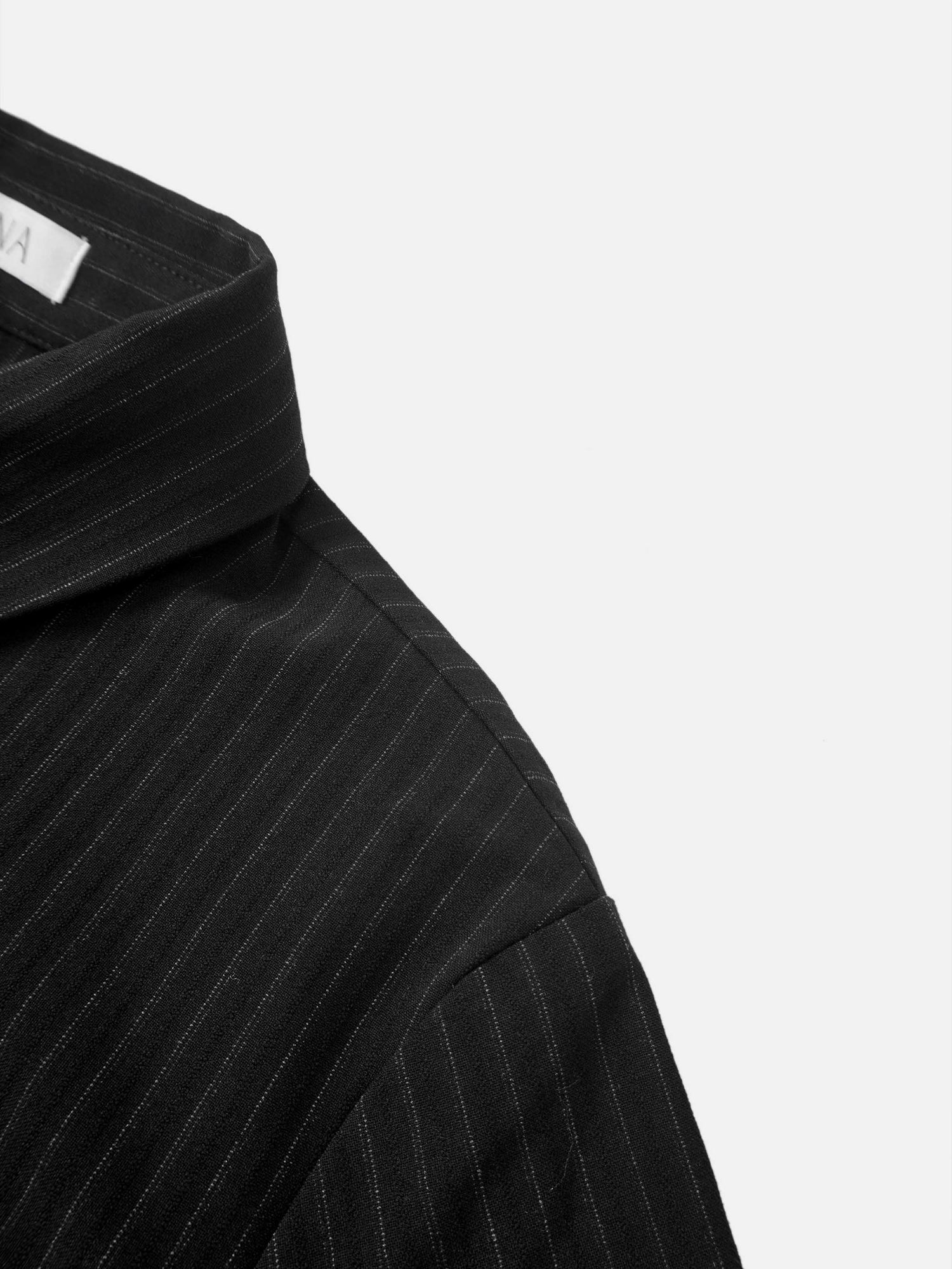 Wrap Shirtdress - Black Pinstripe