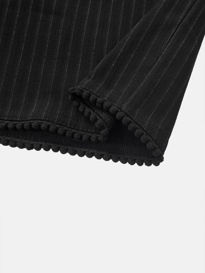 Wrap Shirtdress - Black Pinstripe