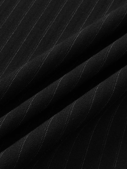 Wrap Shirtdress - Black Pinstripe