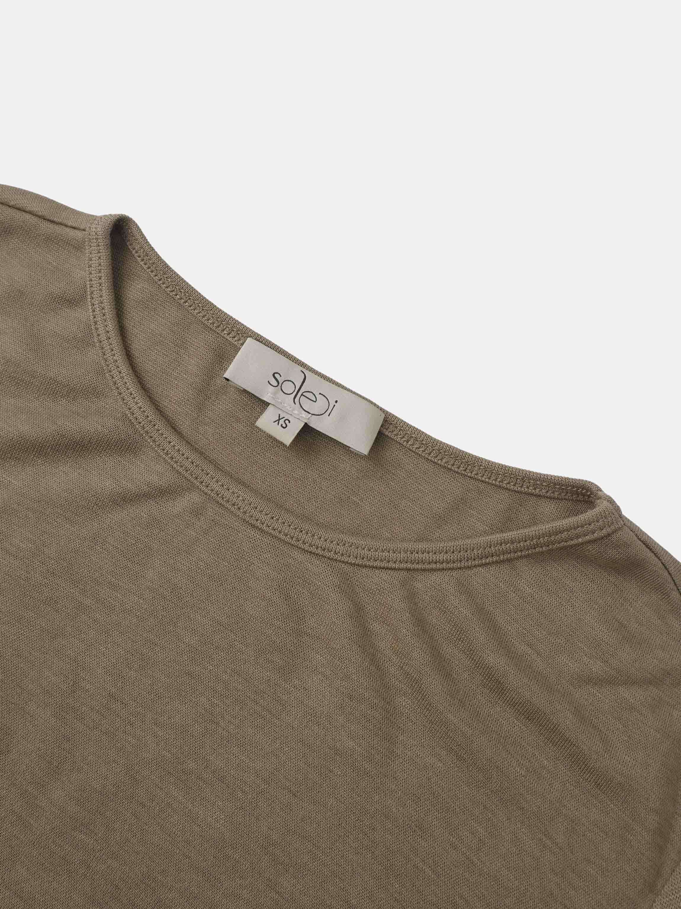 Bottom Crossover Knit Top - Tan