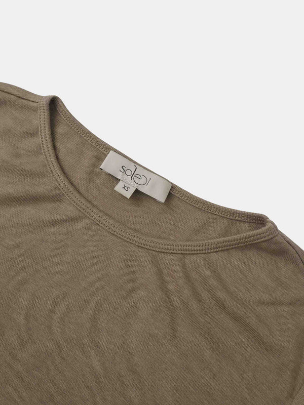Bottom Crossover Knit Top - Tan