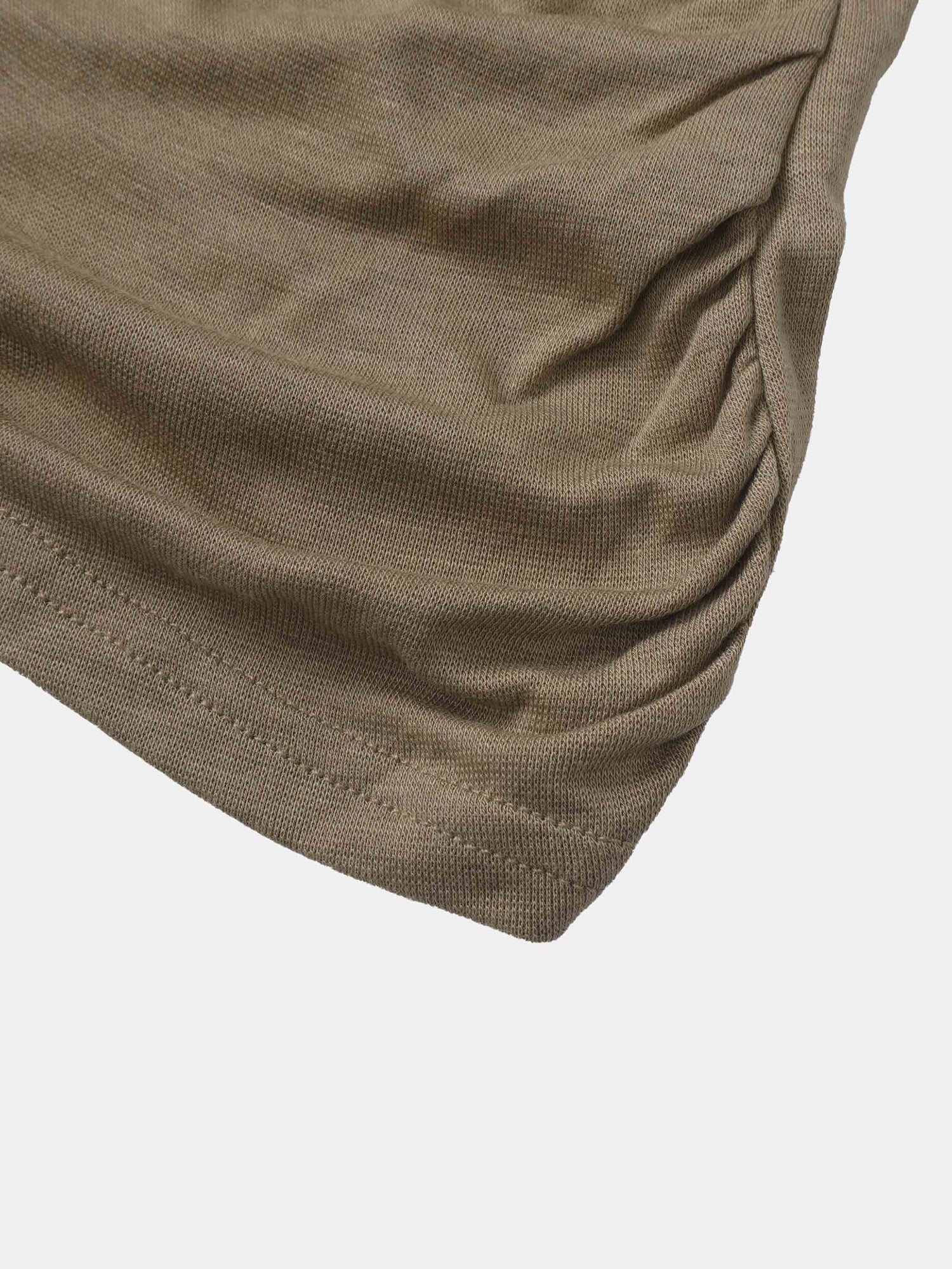 Bottom Crossover Knit Top - Tan